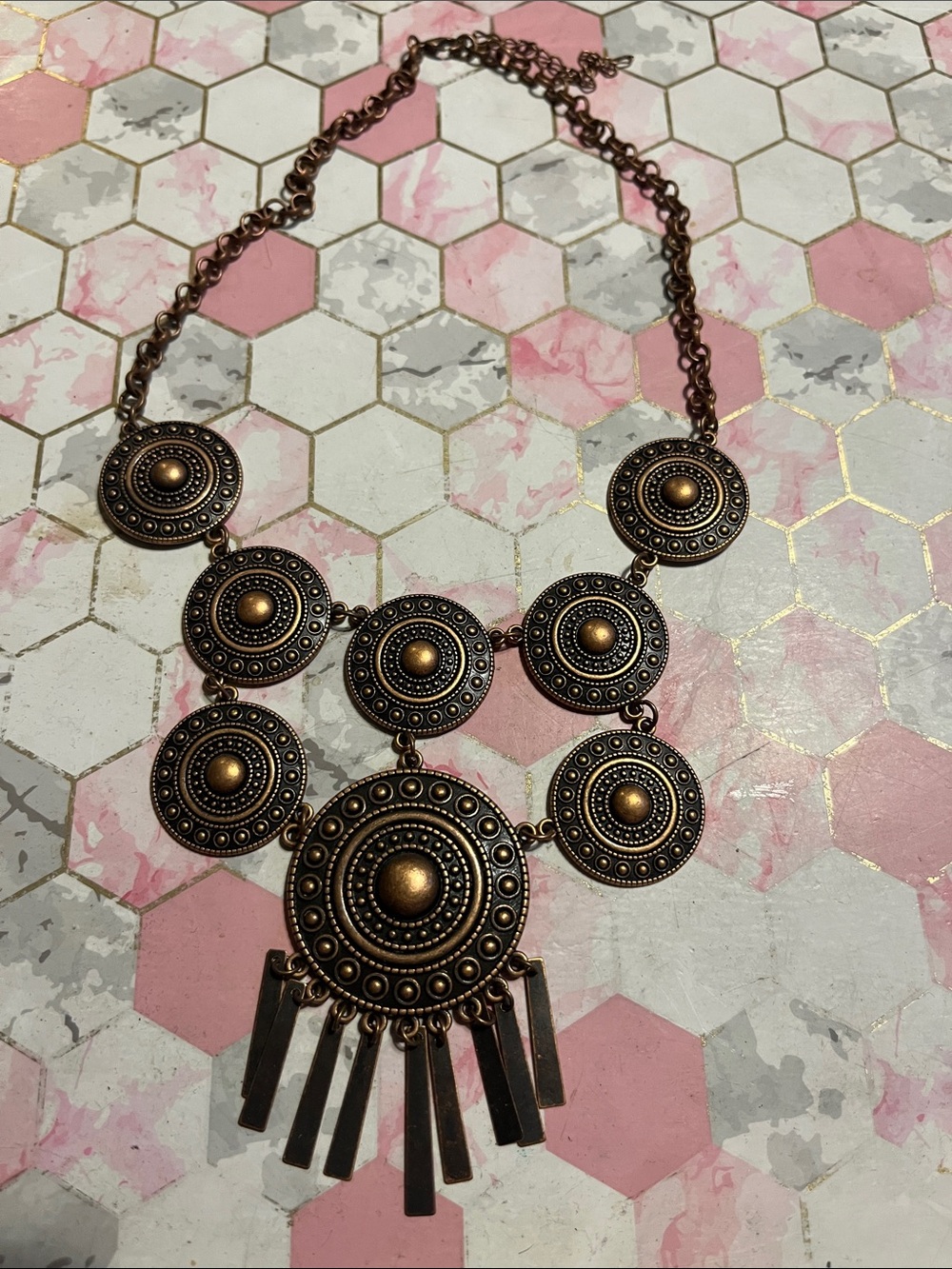 paparazzi Antique Bronze-Tone Layered Medallion Necklace